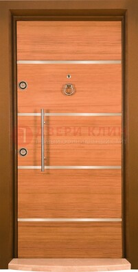Коричневая входная дверь c МДФ панелью ЧД-11 в частный дом в Омске