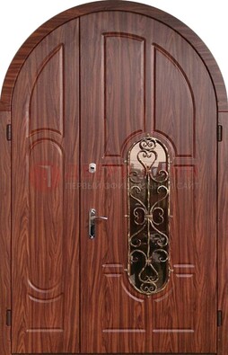 Арочная двухстворчатая стальная дверь Винорит ДА-54 в Омске