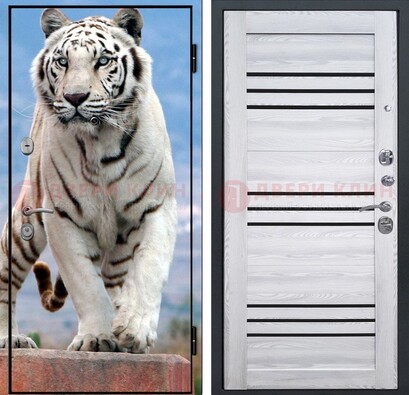 Стальная дверь с фотопечатью тигра ДФ-12 в Омске