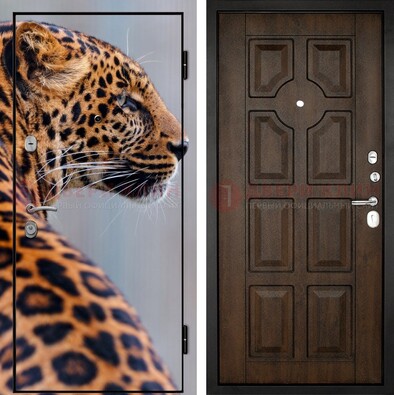 Металлическая дверь с фотопечатью леопарда ДФ-26 в Омске