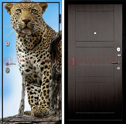 Железная дверь с рисунком гепарда снаружи ДФ-27 в Омске
