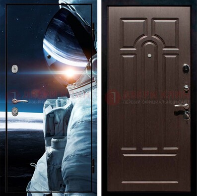 Стальная дверь с фотопечатью космонавта ДФ-4 в Омске