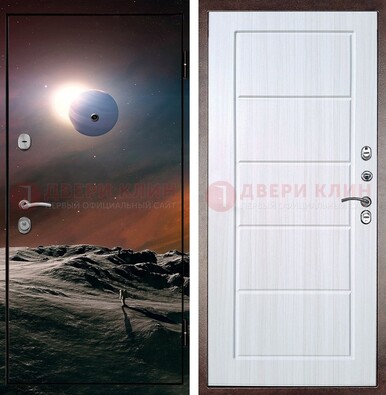Стальная дверь с фотопечатью планет ДФ-8 в Омске