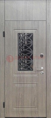 Металлическая дверь Винорит стекло и ковка с фрамугой ДФГ-33 в Омске