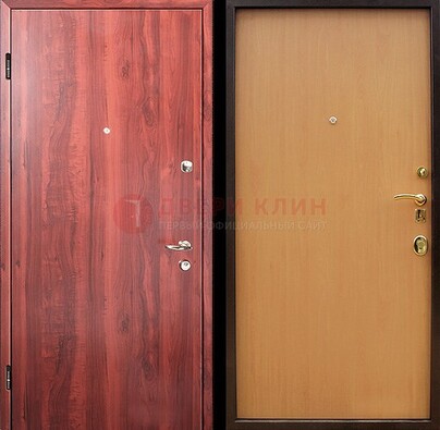 Красная железная дверь с ламинатом ДЛ-3 в Омске