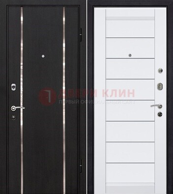 Черная входная дверь с МДФ и декоративными вставками ДМ-143 в Мурманске