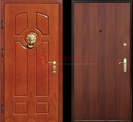 Оранжевая стальная дверь с МДФ ламинат внутри ДМ-18 в квартиру в Омске