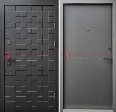 Темная стальная филенчатая дверь с МДФ ДМ-221 в Омске
