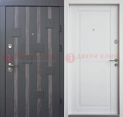 Темная металлическая дверь c белом МДФ внутри ДМ-231 в Омске