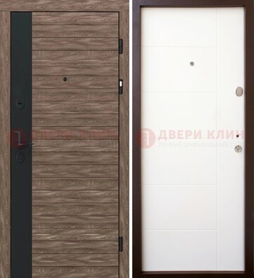 Коричневая входная дверь с черной вставкой МДФ ДМ-239 в Омске
