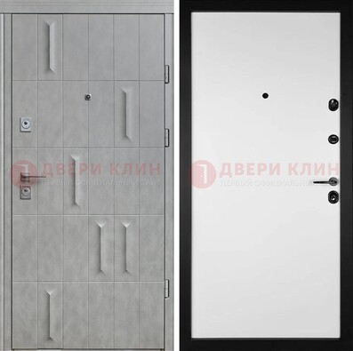 Серая стальная дверь с рисунком МДФ и внутри Белый ясень ДМ-280 в Омске