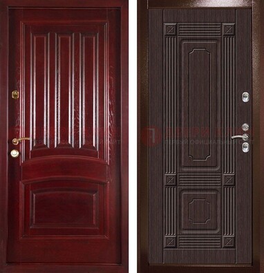 Красная стальная дверь с филенчатой МДФ ДМ-398 в Омске