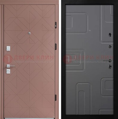 Красная стальная дверь в квартиру с МДФ хайтек ДМ-493 в Омске