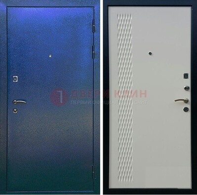 Синяя железная дверь с порошковым напылением ДП-49 в Пушкино
