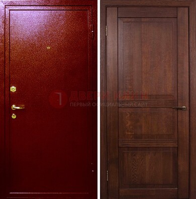 Красная железная дверь с порошковым окрасом ДП-58 в Омске