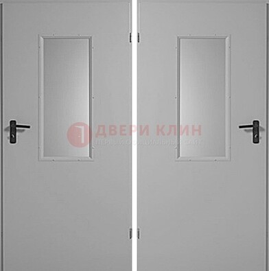 Белая металлическая противопожарная дверь с декоративной вставкой ДПП-7 в Омске