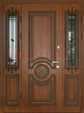 Парадная распашная стальная дверь Винорит со стеклом ДПР-106 в Омске