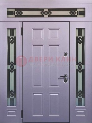 Филенчатая железная парадная дверь с фрамугами ДПР-82 в Омске