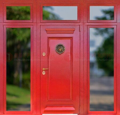 Красная парадная дверь для частного дома ДПР-88 в Омске