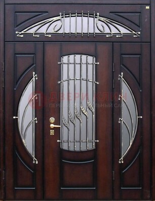 Парадная дверь со стеклянными вставками и ковкой ДПР-9 для улицы в Омске