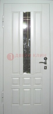 Белая металлическая дверь со стеклом ДС-1 в загородный дом в Омске