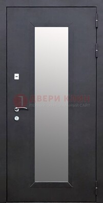 Черная стальная дверь порошок со стеклом ДС-33 в Омске