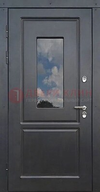 Чёрная металлическая дверь со стеклом ДС-77 в Омске