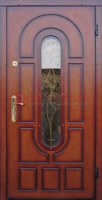 Яркая металлическая дверь Винорит со стеклом и ковкой ДСК-268 в Омске