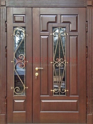 Стальная распашная дверь Винорит стекло и ковка ДСК-274 в Омске