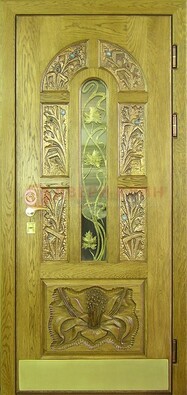 Металлическая дверь со стеклом и ковкой ДСК-90 в гостиницу в Омске