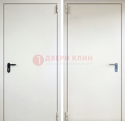 Белая железная противопожарная дверь ДТ-16 в Новосибирске