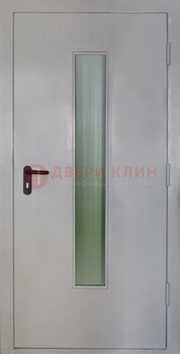 Белая металлическая противопожарная дверь со стеклянной вставкой ДТ-2 в Омске