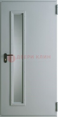 Белая железная противопожарная дверь со вставкой из стекла ДТ-9 в Электрогорске