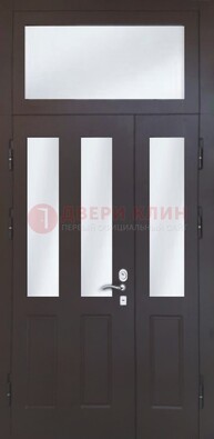 Черная тамбурная дверь со стеклянными вставками ДТМ-38 в Омске