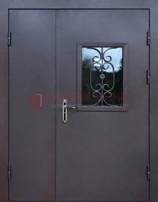 Тамбурная дверь Порошок со стеклом и ковкой ДТМ-48 в Омске