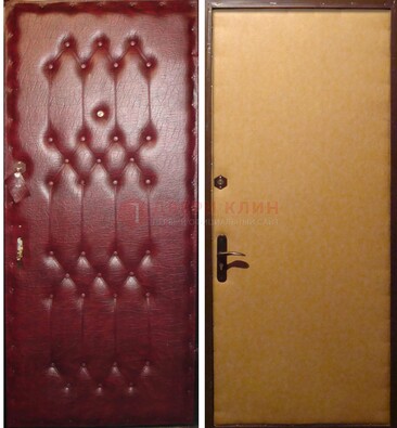 Бордовая металлическая дверь с винилискожей ДВ-1 в Омске