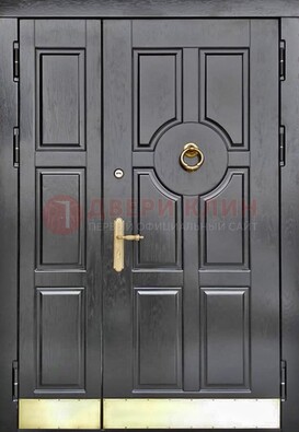 Черная металическая дверь с виноритом для дома ДВТ-241 в Омске