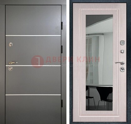 Черная металлическая дверь с зеркалом ДЗ-12 в Омске