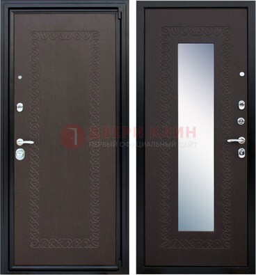 Темная стальная дверь с зеркалом ДЗ-20 в Омске