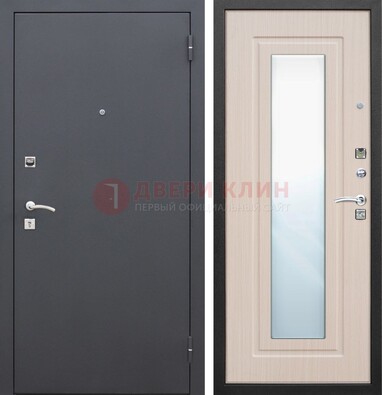 Черная входная дверь с зеркалом МДФ внутри ДЗ-31 в Омске