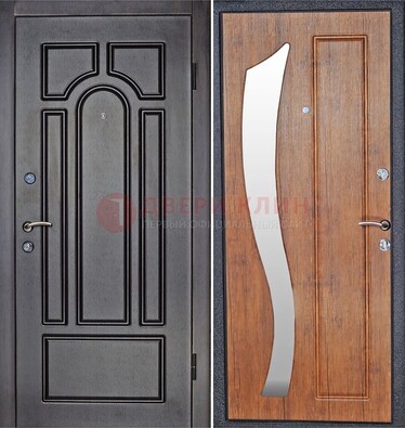 Темная железная дверь с зеркалом ДЗ-35 в Омске
