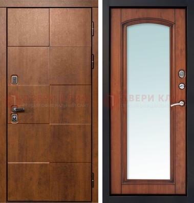 Белая филенчатая дверь с фрезерованной МДФ и зеркалом ДЗ-81 в Омске