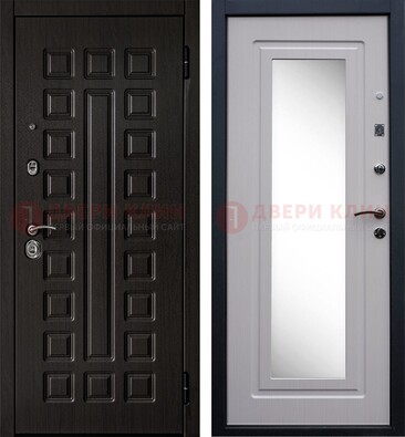 Черная филенчатая металлическая дверь МДФ с зеркалом ДЗ-83 в Омске