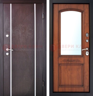 Входная дверь с МДФ и МДФ внутри с зеркалом ДЗ-88 в Омске